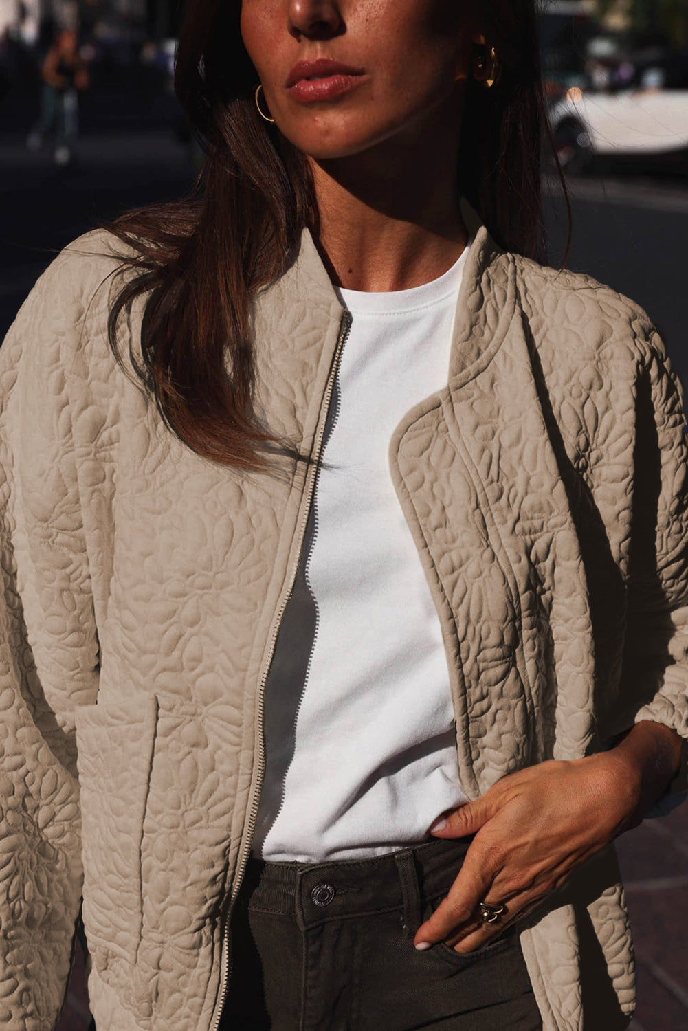 Jungle Green Floral Quilted Jacket