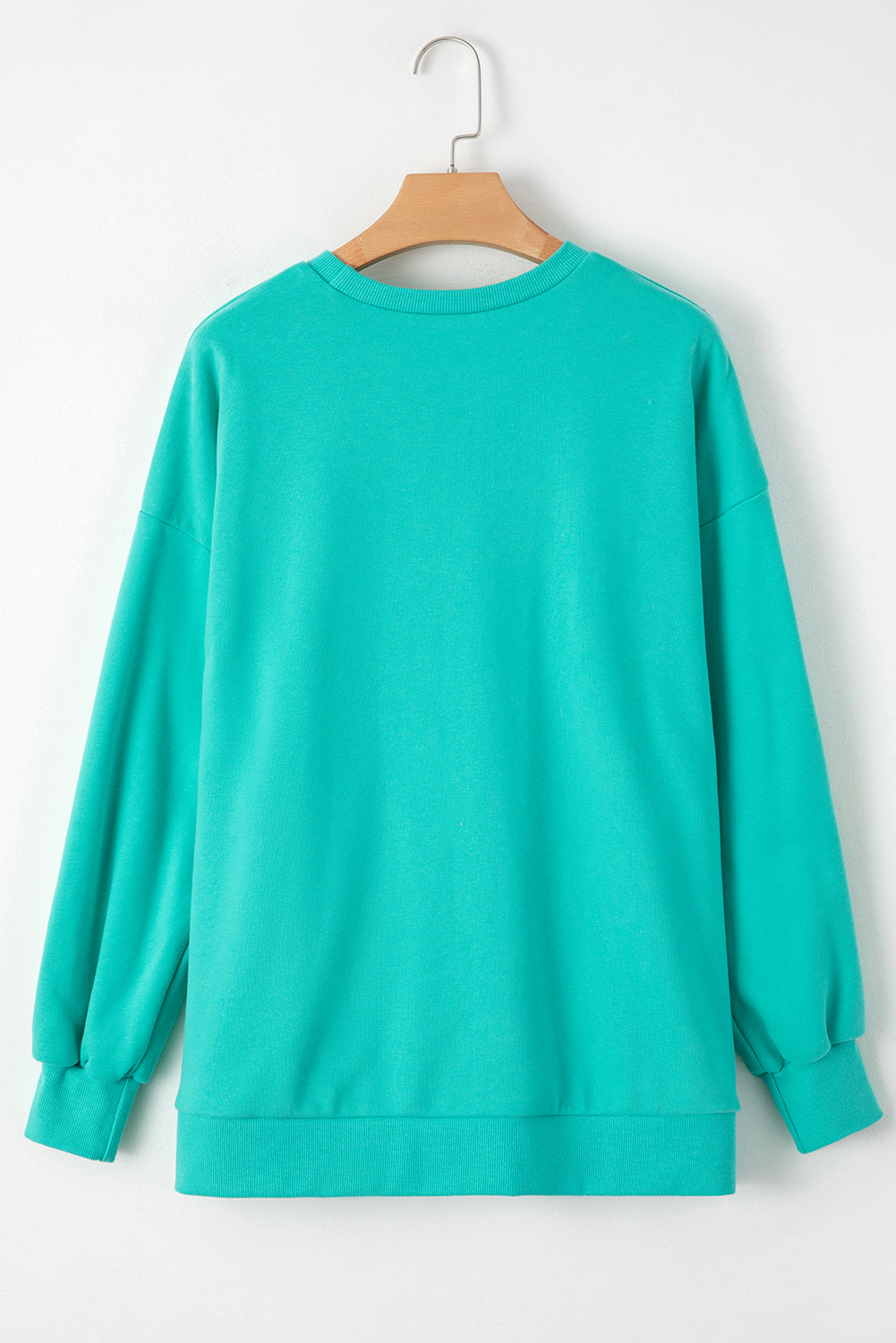 Valerian Solid Fleece Lined Drop Shoulder High Low Sweatshirt