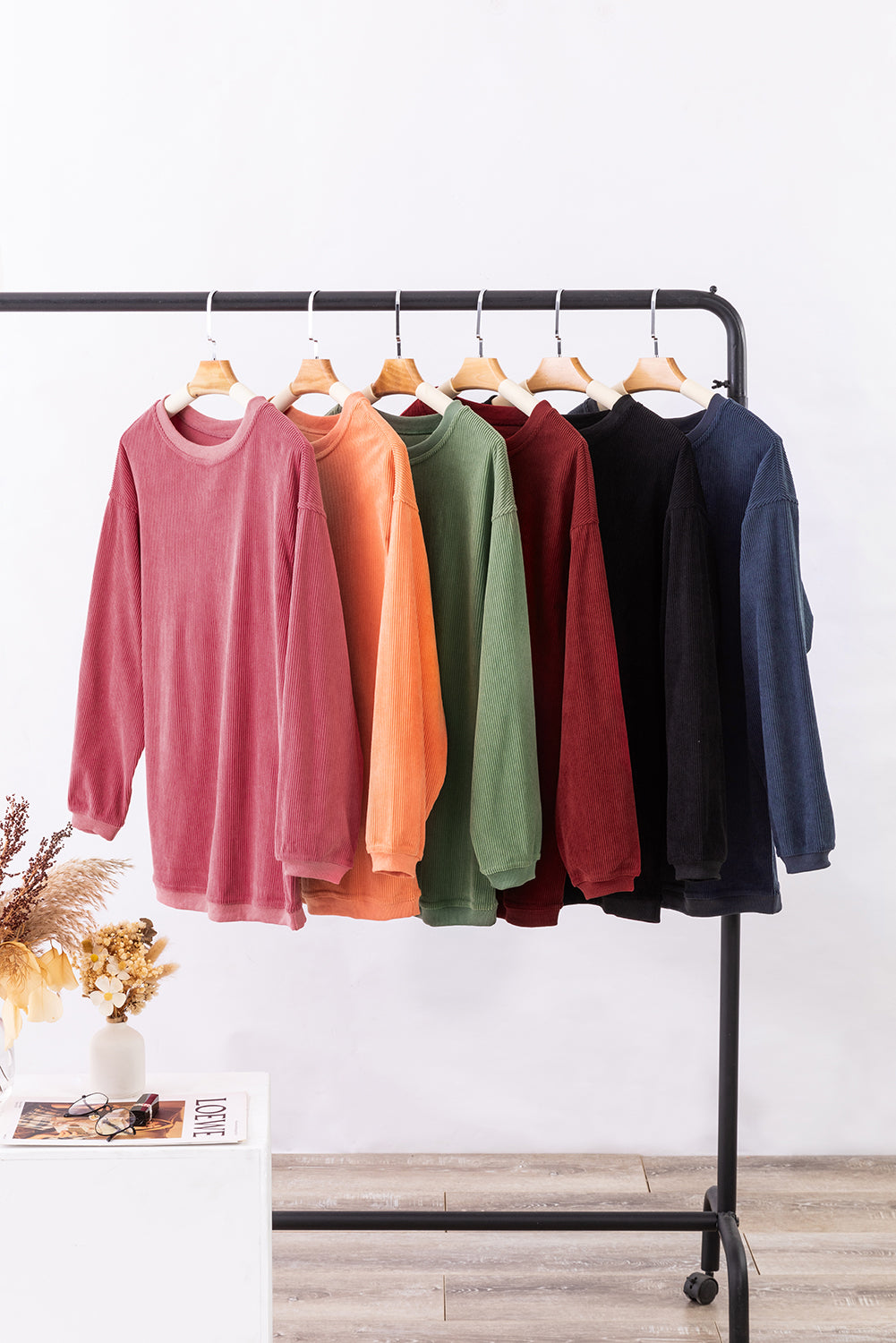 Chestnut Ribbed Corduroy Oversized Sweatshirt