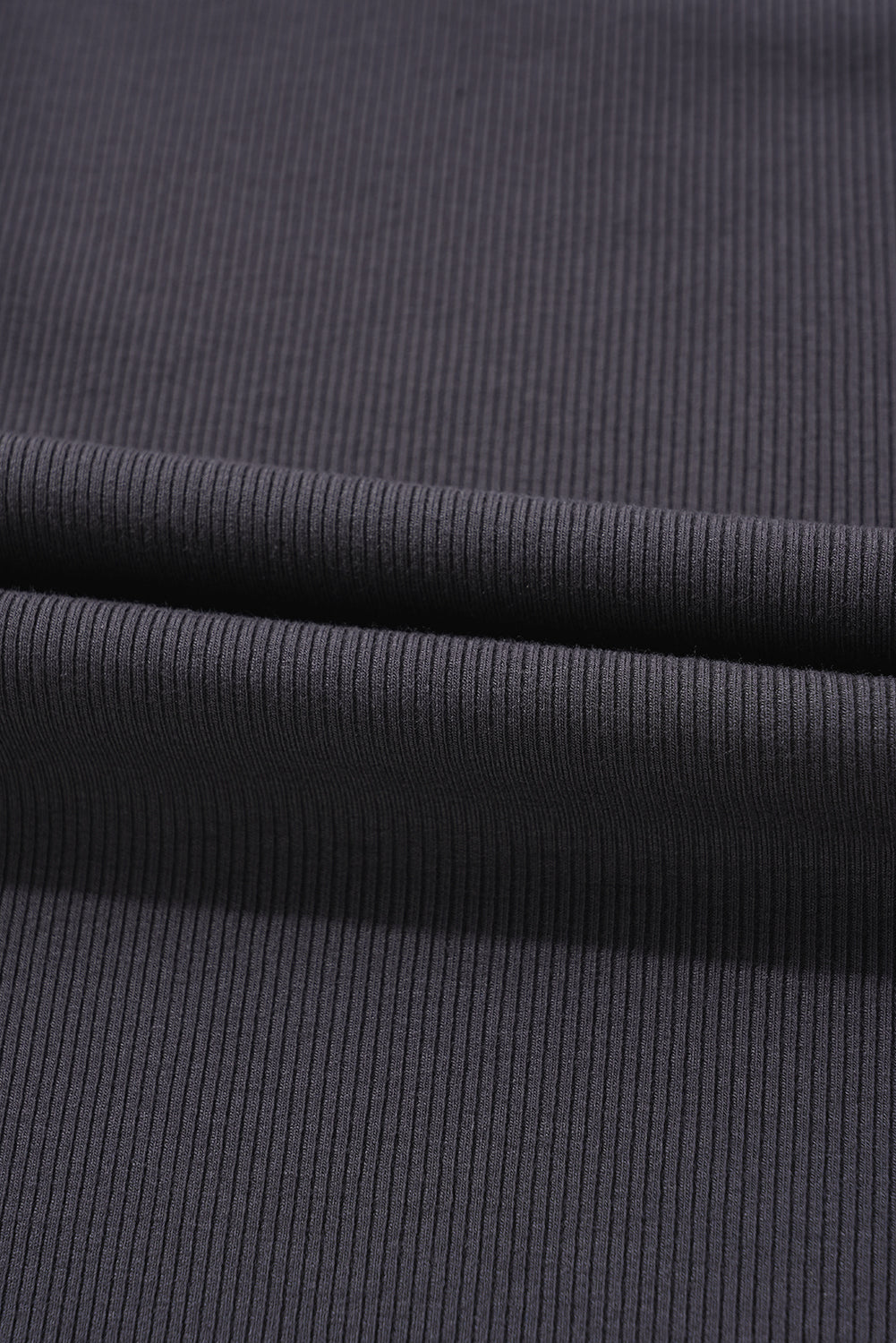 Smoke Gray Ribbed Knit Colorblock Edge U Neck Slim Fit Tank Top
