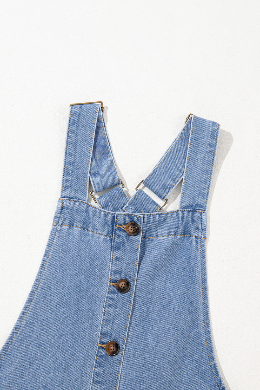 Medium Grey Wide Strap Button Front Pocketed Denim Mini Dress