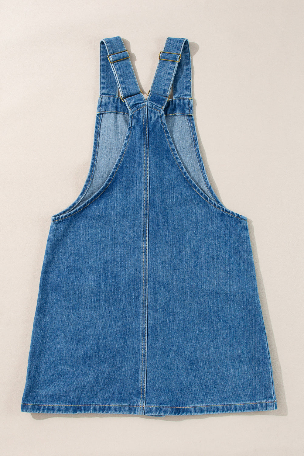 Medium Grey Wide Strap Button Front Pocketed Denim Mini Dress