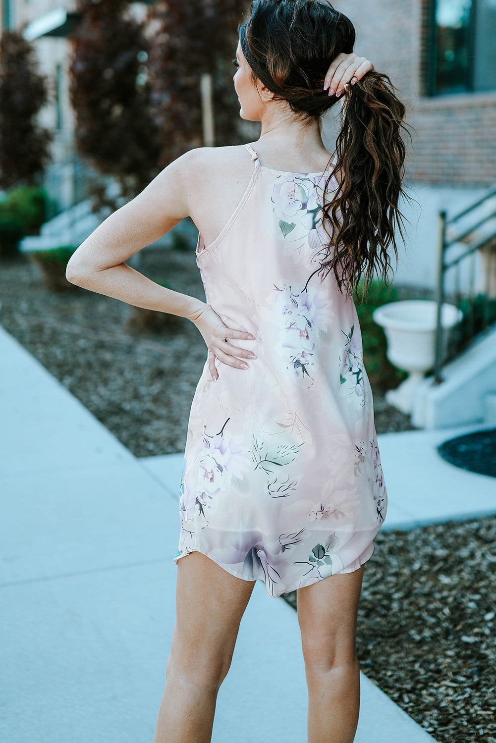 Summer Floral Print Pink Sleeveless Dress