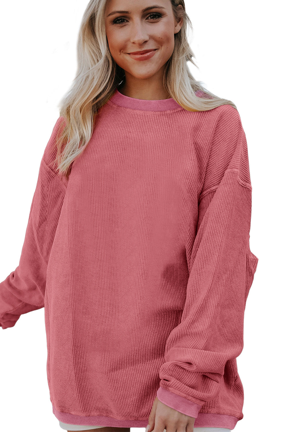Chestnut Ribbed Corduroy Oversized Sweatshirt