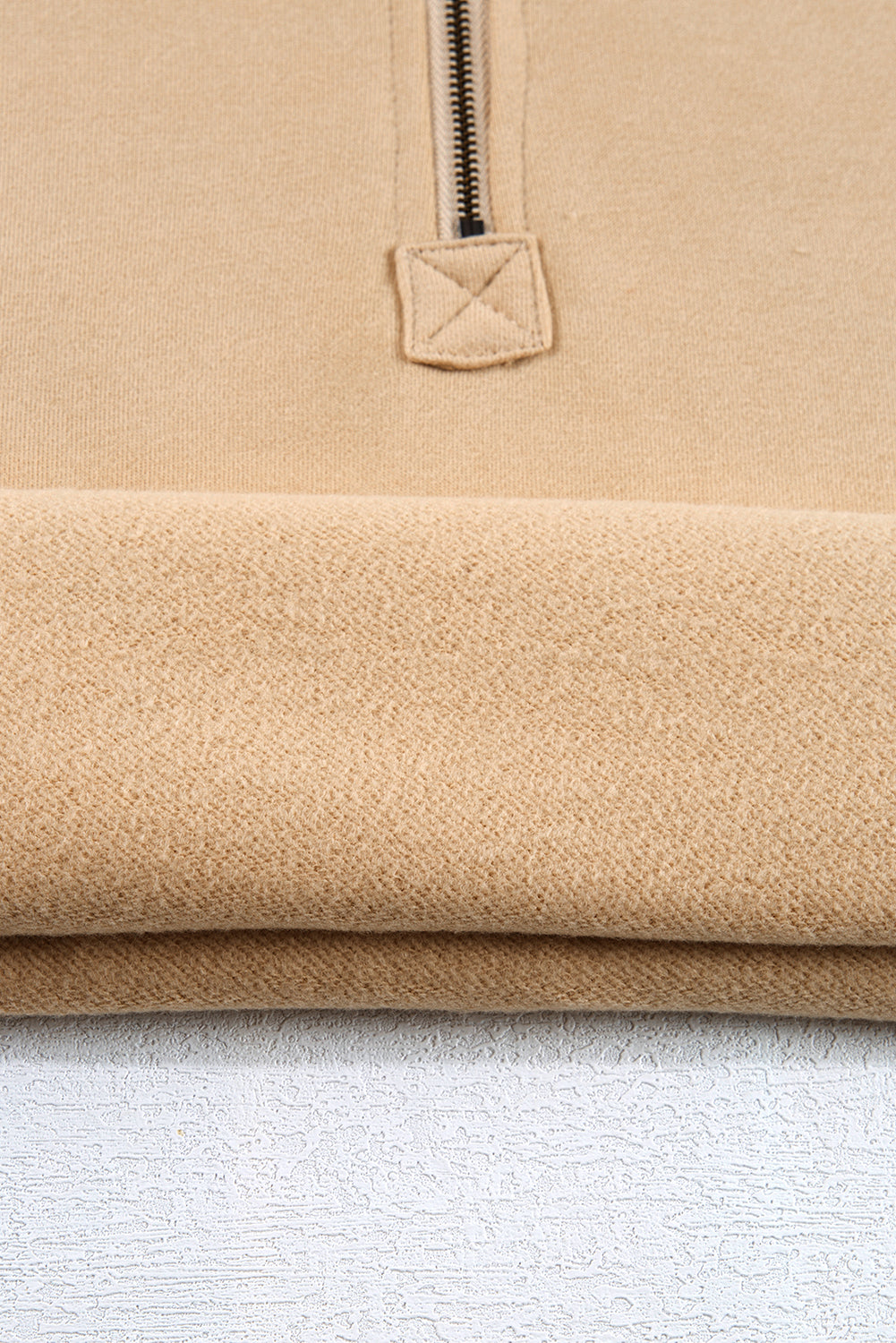 Bonbon Fleece Lined Half Zipper Kangaroo Pockets Loose Hoodie