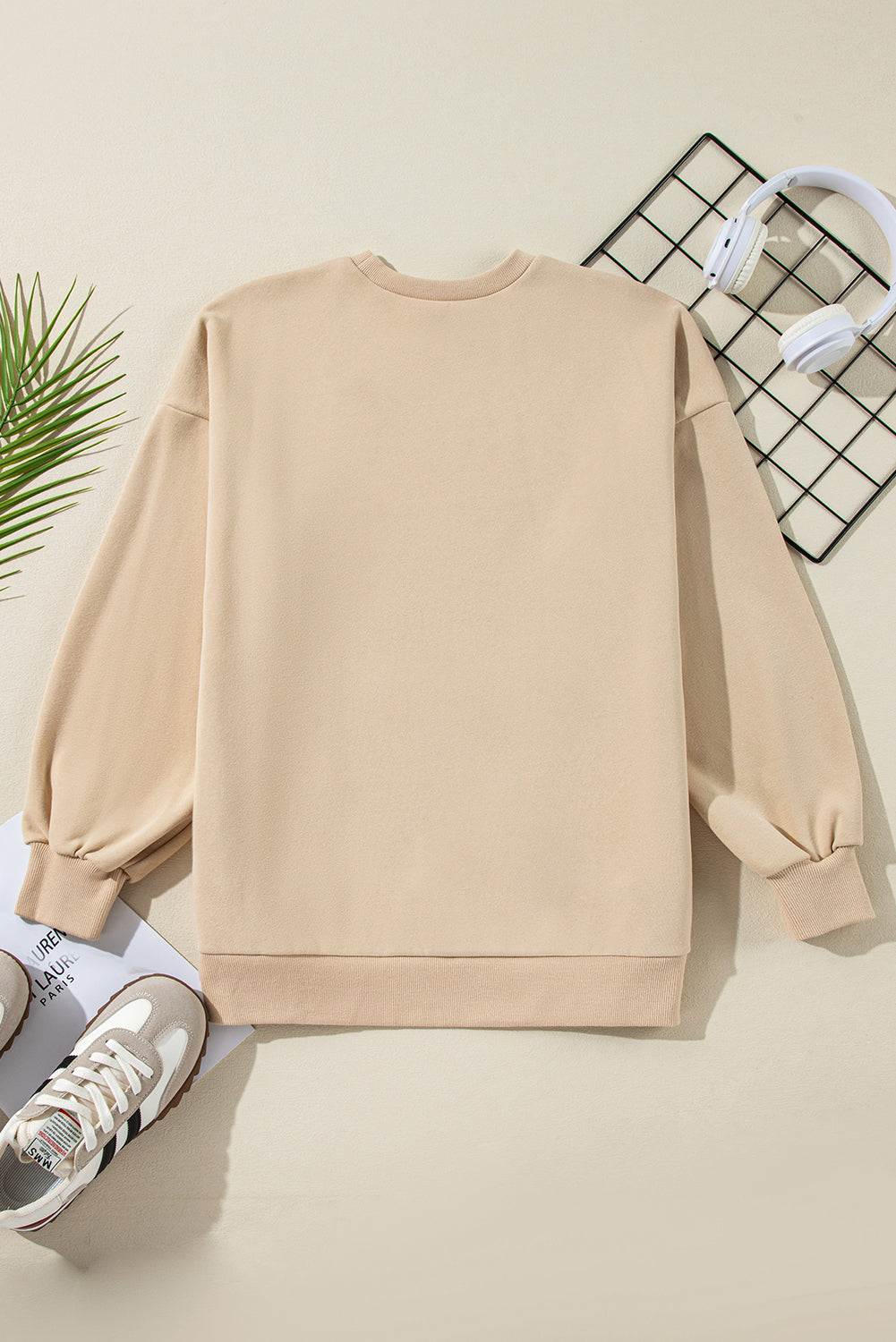 Valerian Solid Fleece Lined Drop Shoulder High Low Sweatshirt