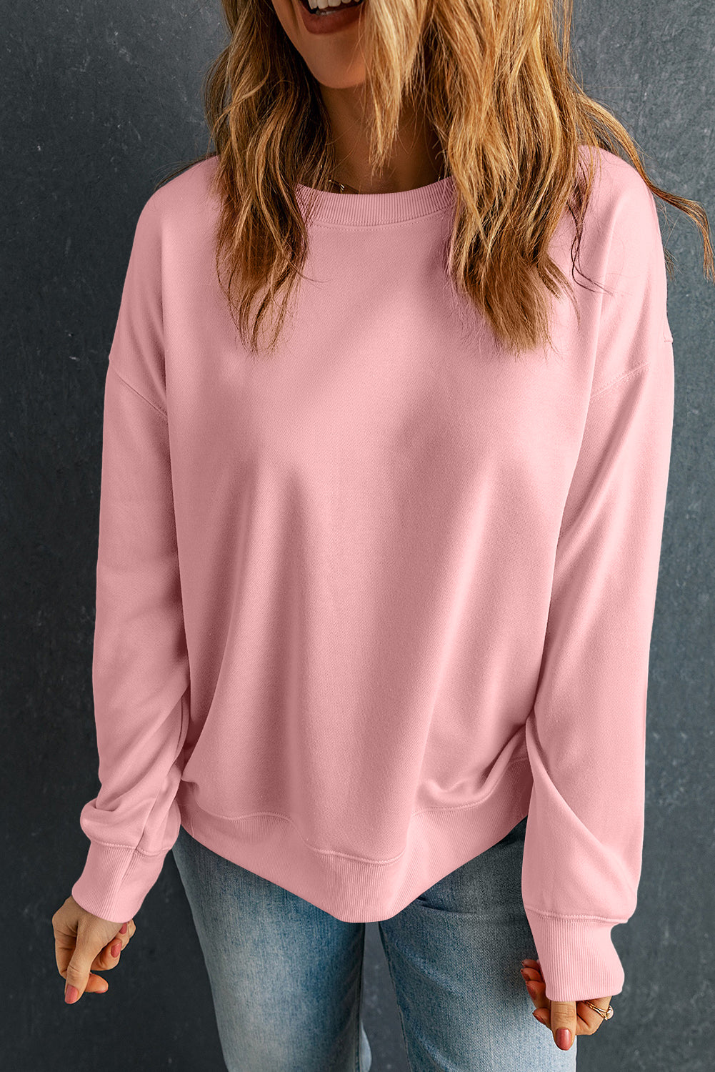 Dark Green Solid Classic Crewneck Pullover Sweatshirt