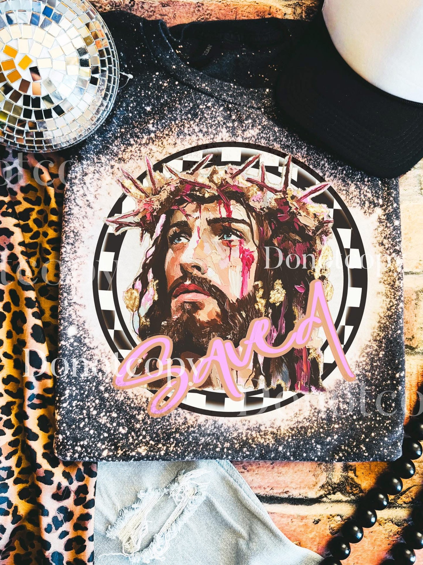 Jesus Saved Easter Holiday Bleached Tshirt