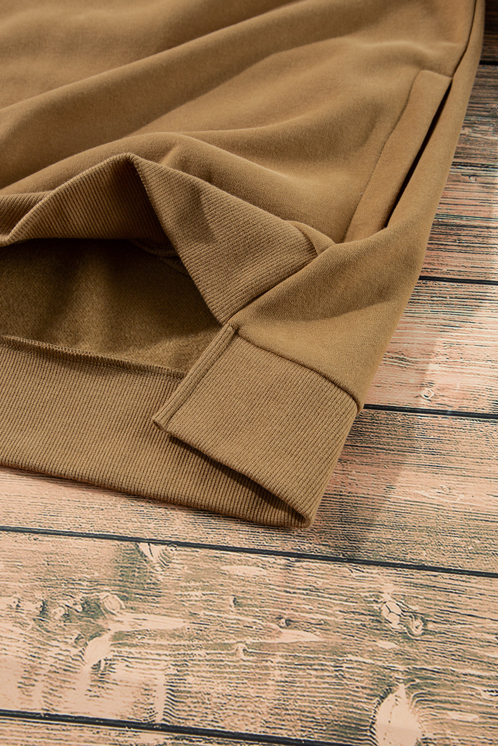 Valerian Solid Fleece Lined Drop Shoulder High Low Sweatshirt
