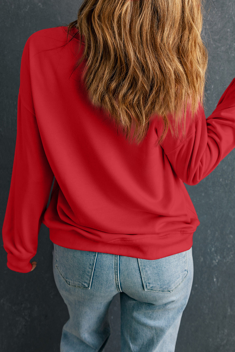 Dark Green Solid Classic Crewneck Pullover Sweatshirt