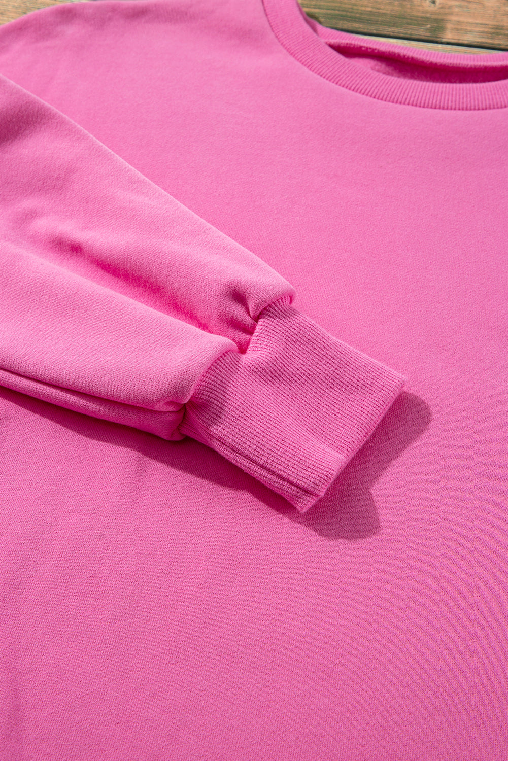 Valerian Solid Fleece Lined Drop Shoulder High Low Sweatshirt
