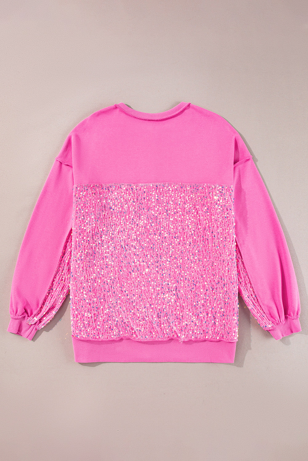 Lilac Sequin Patchwork High Low Hem Henley Sweatshirt