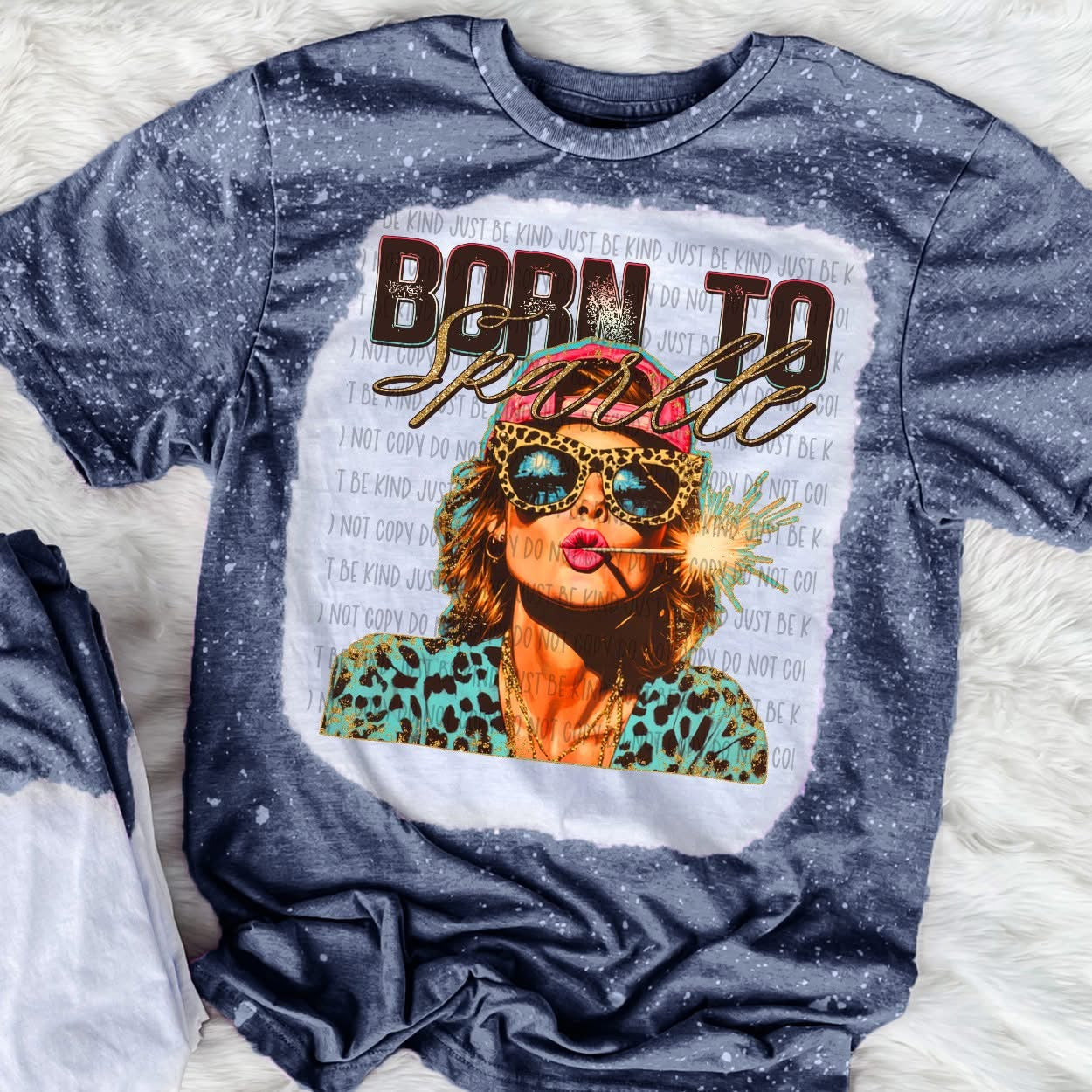 Born To Sparkle Firework Bleached Tshirt