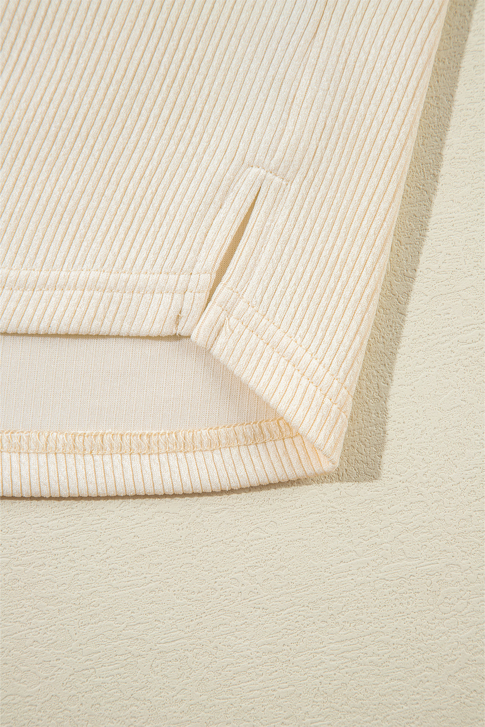 Pink Colorblock Ribbed Collared Oversized Sweatshirt