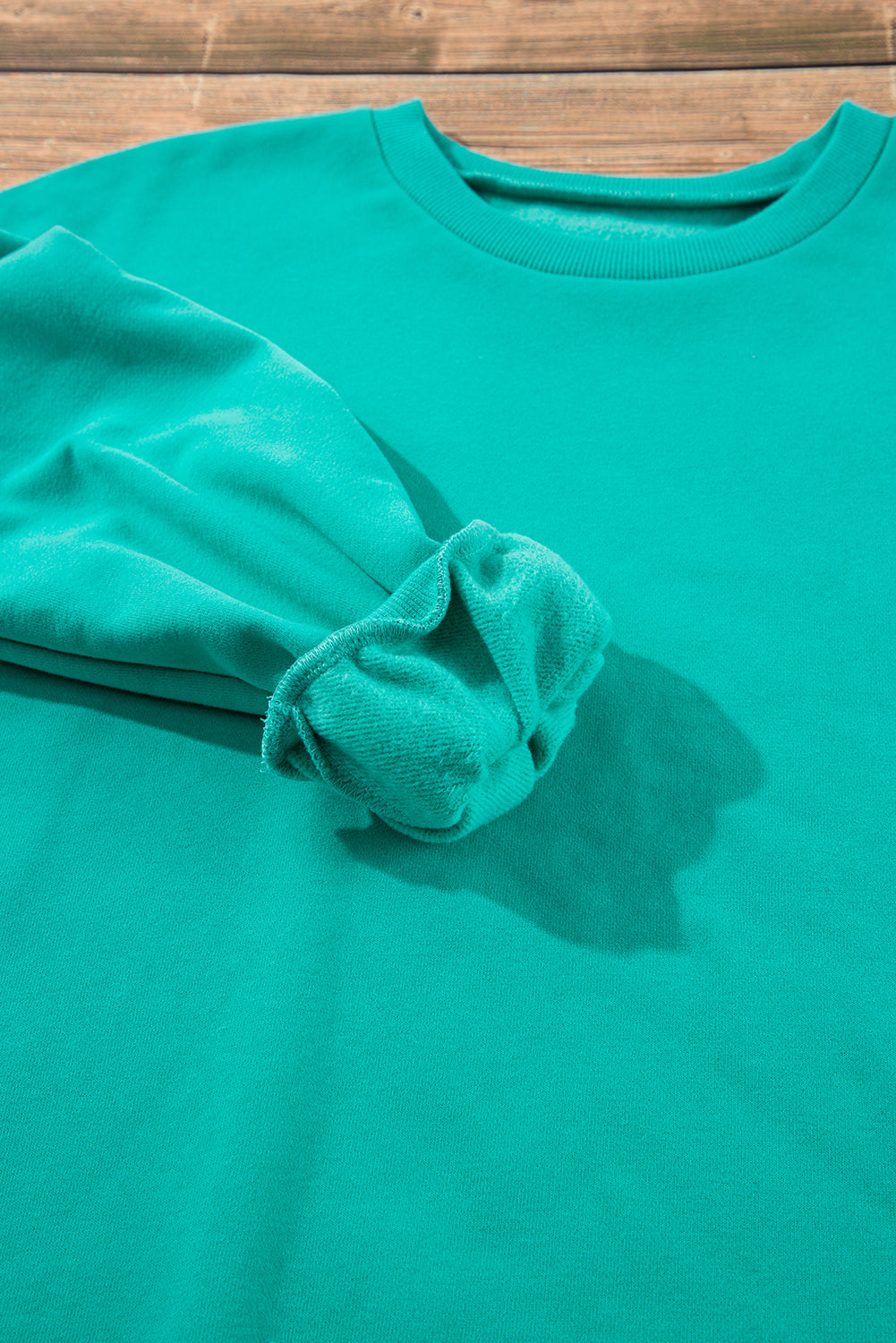 Valerian Solid Fleece Lined Drop Shoulder High Low Sweatshirt