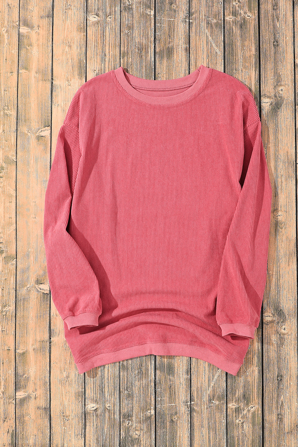 Chestnut Ribbed Corduroy Oversized Sweatshirt