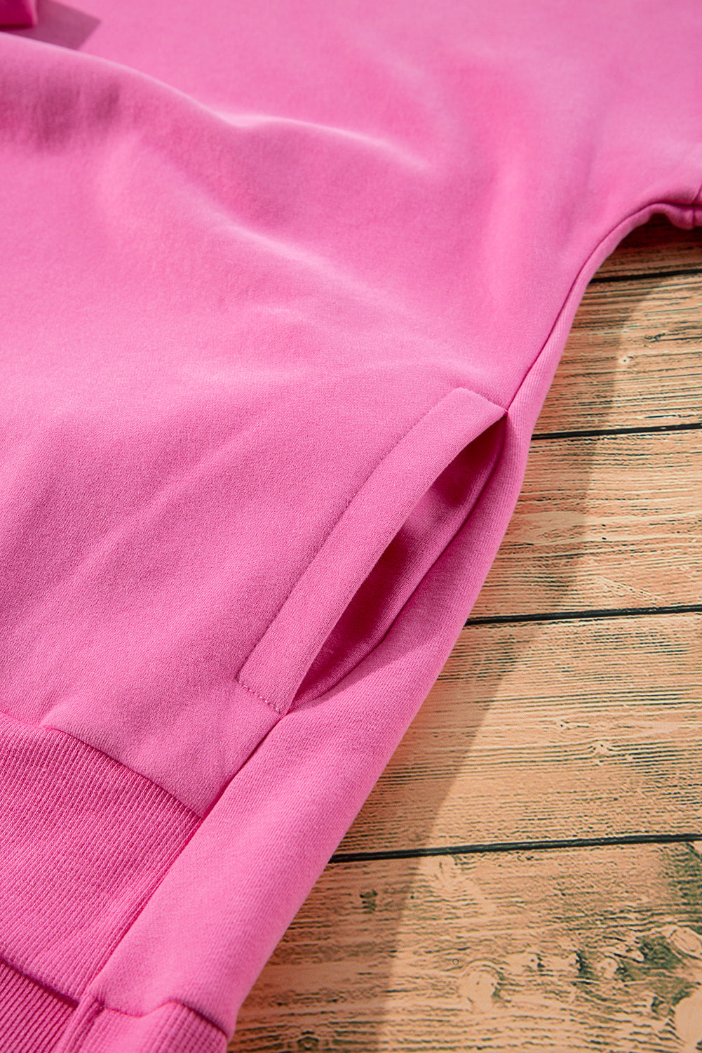 Valerian Solid Fleece Lined Drop Shoulder High Low Sweatshirt