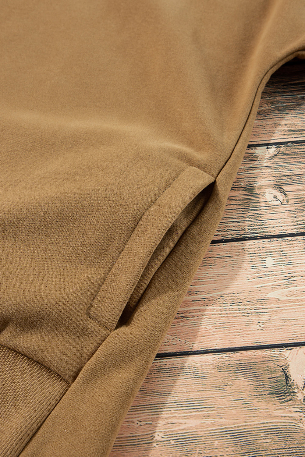 Valerian Solid Fleece Lined Drop Shoulder High Low Sweatshirt