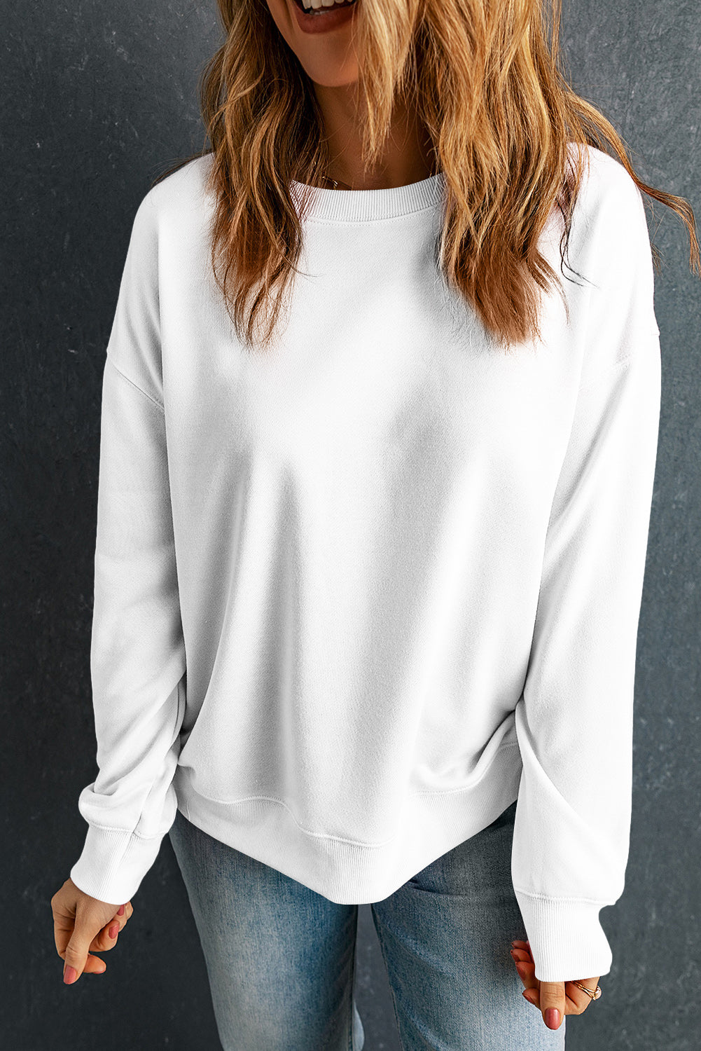 Dark Green Solid Classic Crewneck Pullover Sweatshirt
