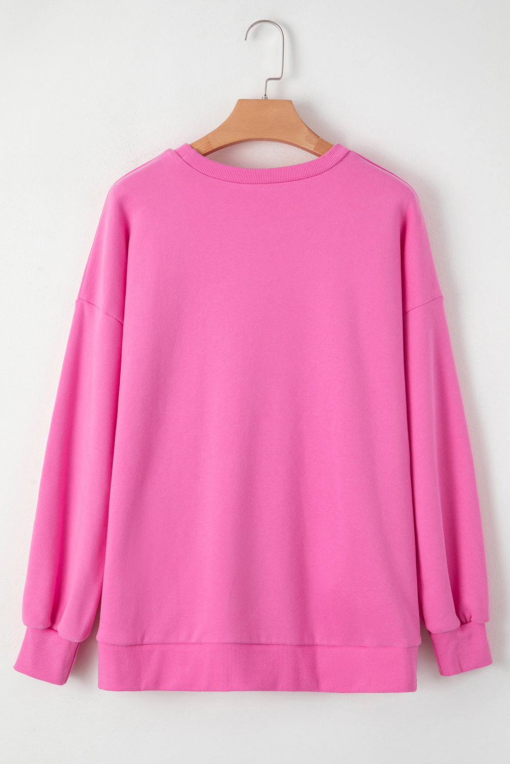 Valerian Solid Fleece Lined Drop Shoulder High Low Sweatshirt