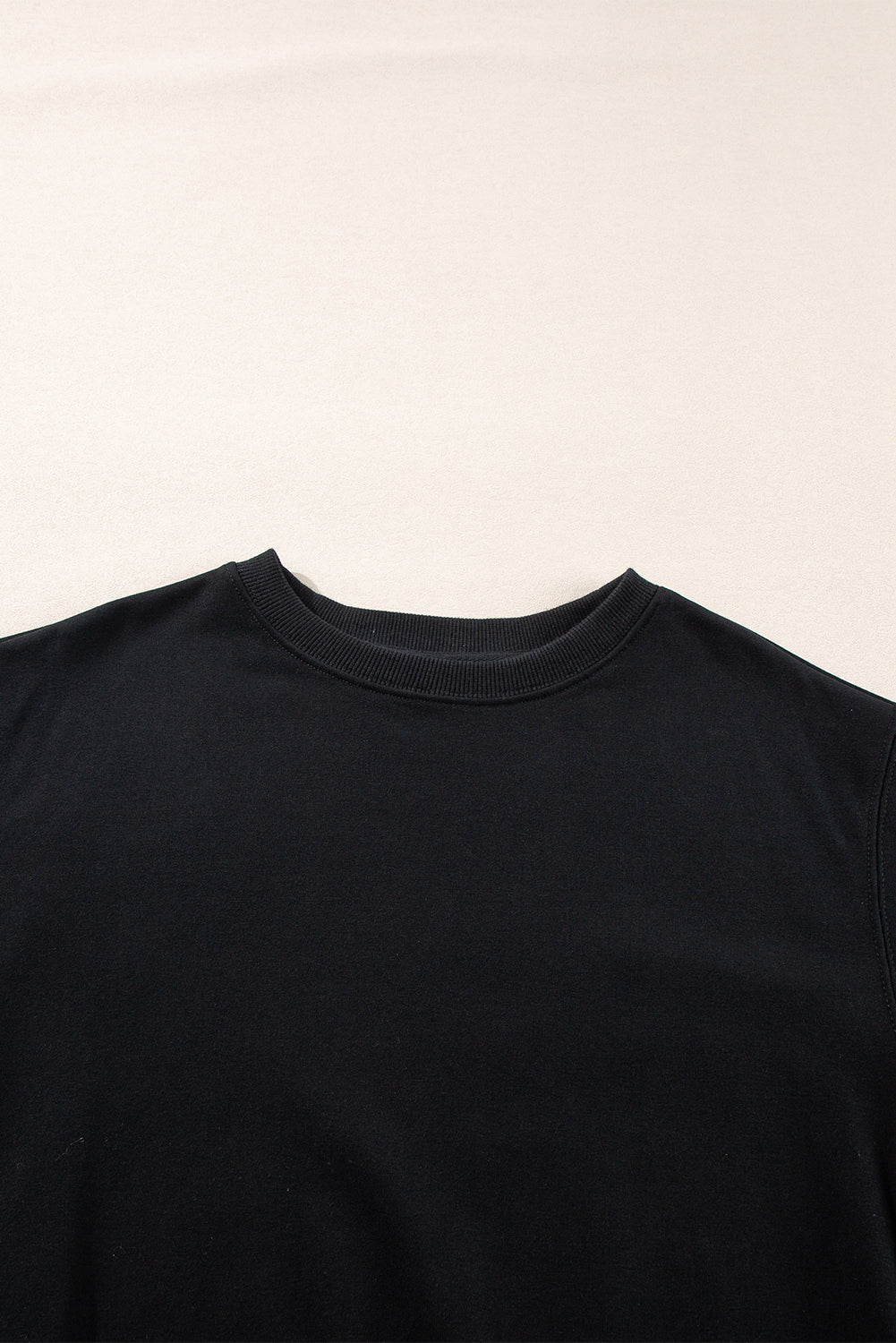 Navy Blue Plain Drop Shoulder Crewneck Pullover Sweatshirt