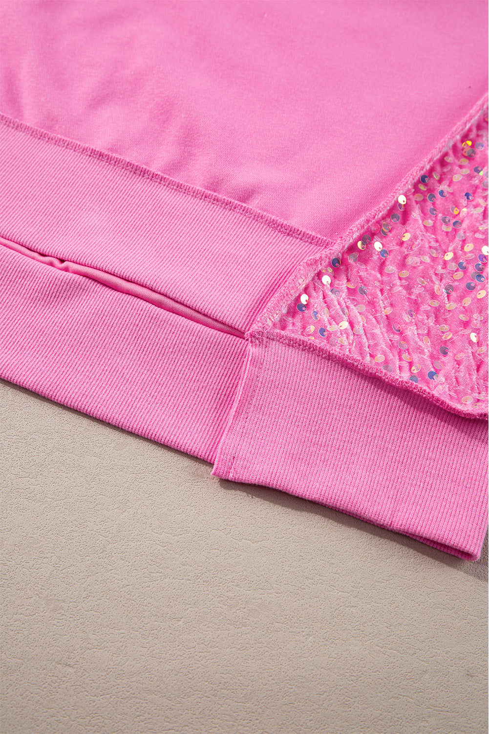 Lilac Sequin Patchwork High Low Hem Henley Sweatshirt