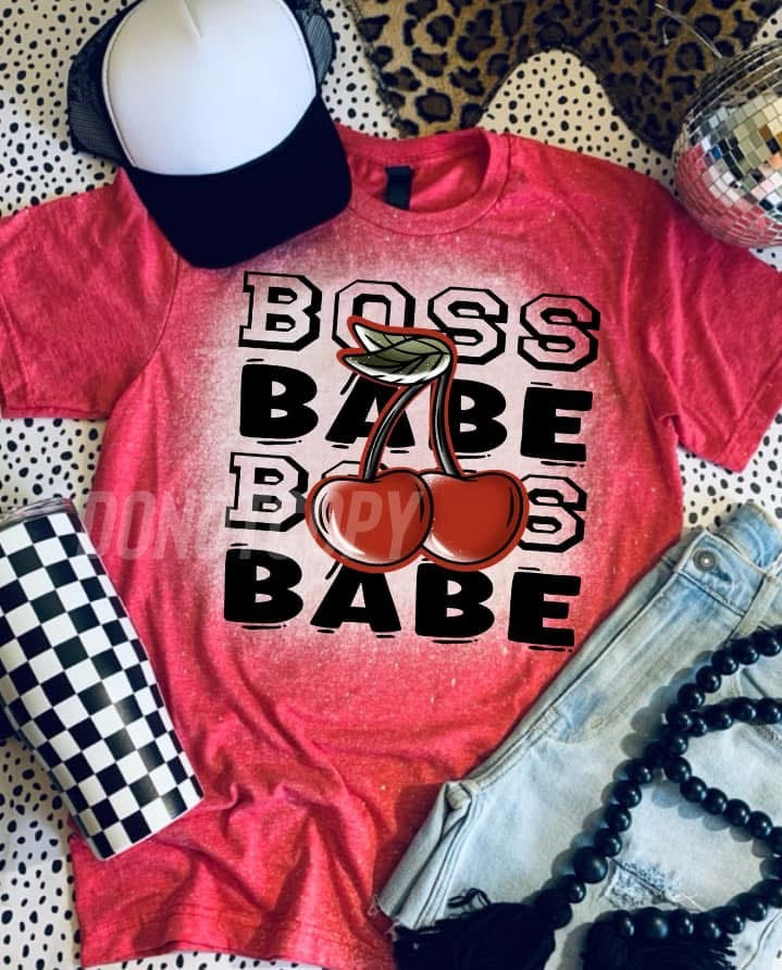 Boss Babe Cherry Bleached Tshirt