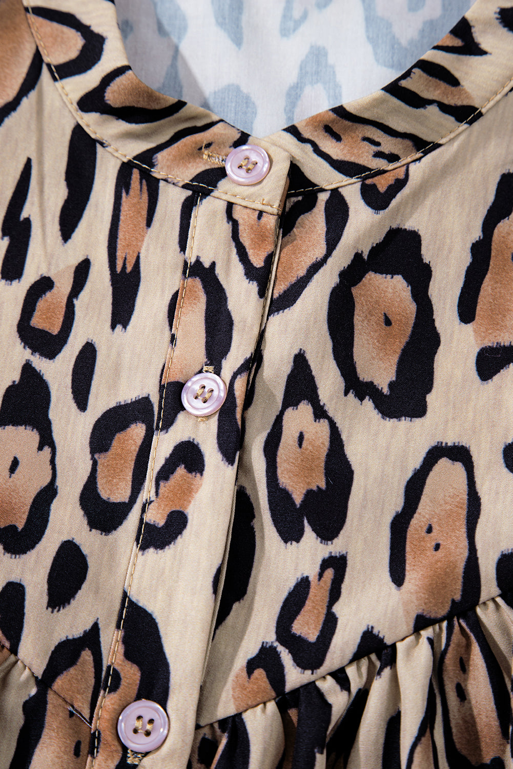 Jet Stream Oversized Leopard Print Balloon Sleeve Casual Shirt