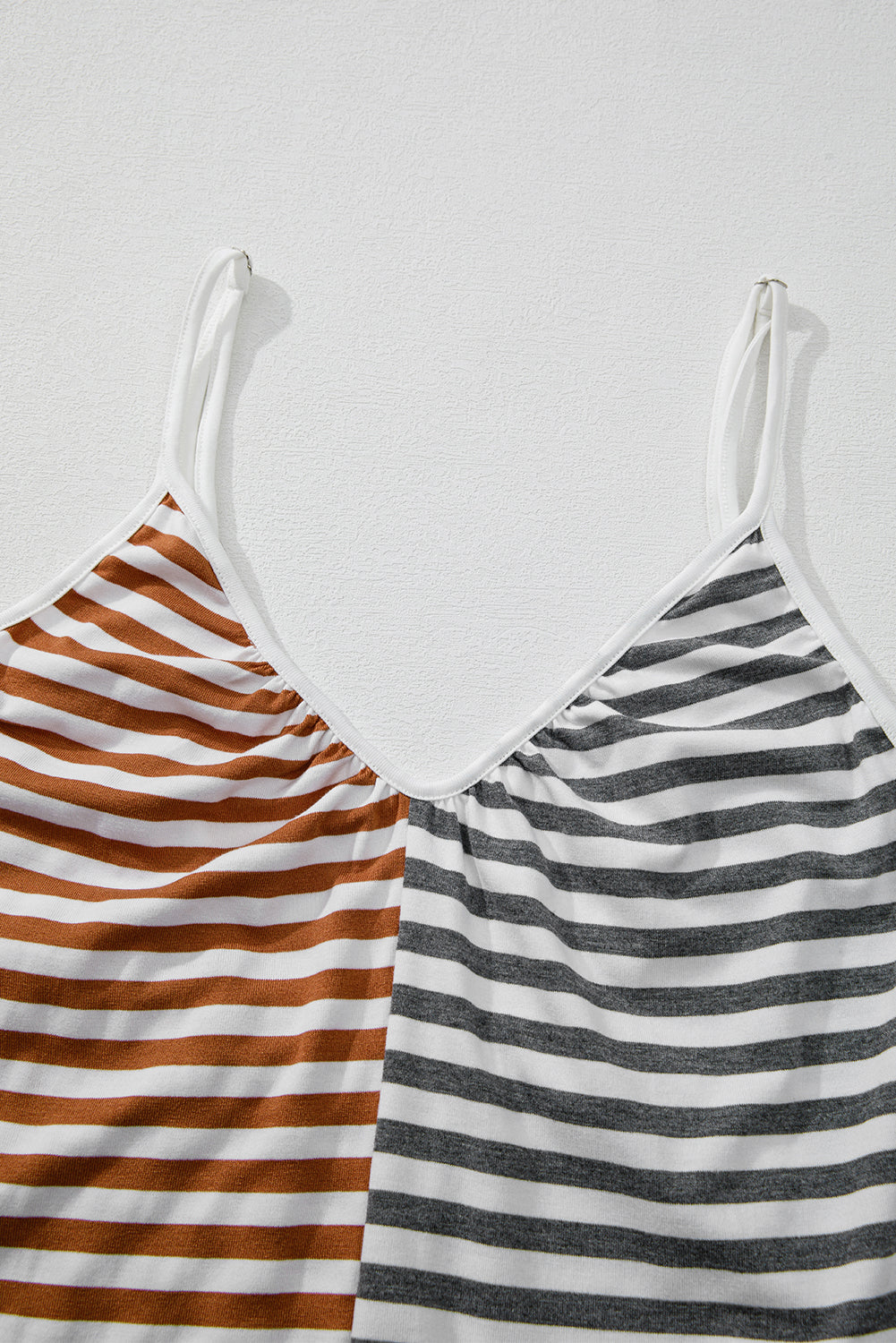 Yellow Stripe Two Tone Contrast Spaghetti Strap Backless Overall