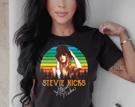 Stevie Nicks Rainbow Black Hat Shirt