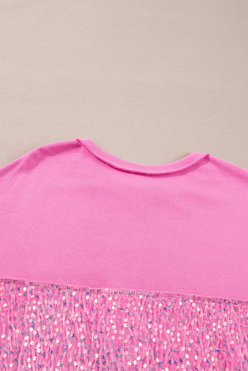 Lilac Sequin Patchwork High Low Hem Henley Sweatshirt