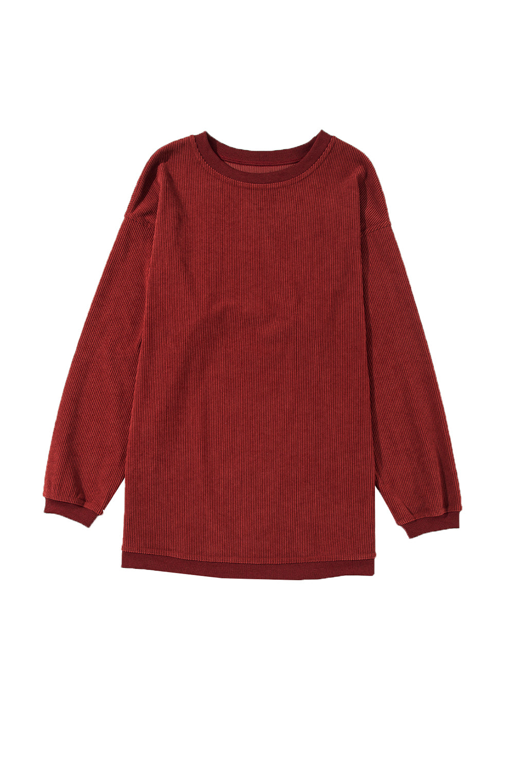 Chestnut Ribbed Corduroy Oversized Sweatshirt