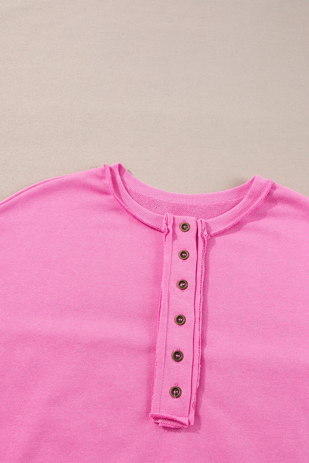 Lilac Sequin Patchwork High Low Hem Henley Sweatshirt