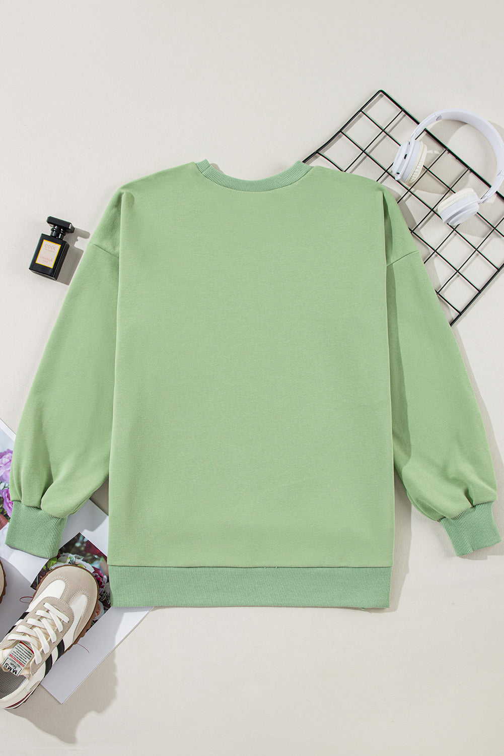 Valerian Solid Fleece Lined Drop Shoulder High Low Sweatshirt