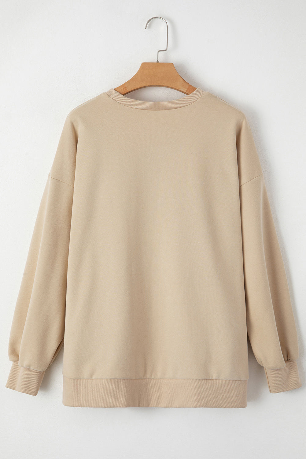 Valerian Solid Fleece Lined Drop Shoulder High Low Sweatshirt