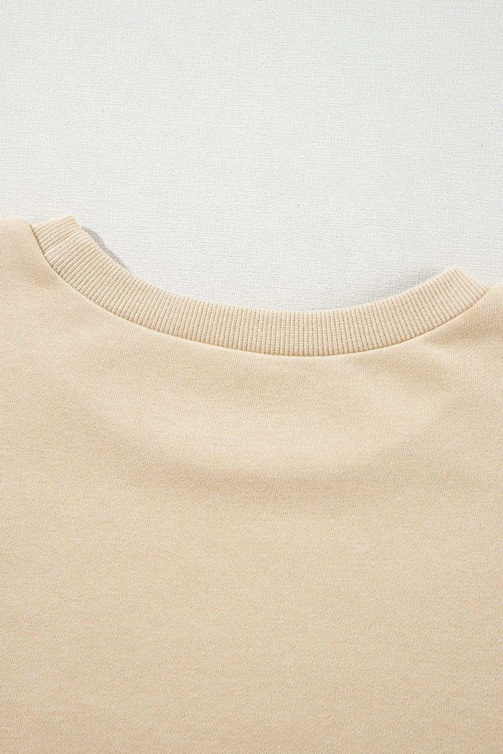 Parchment Solid O Neck High Low Hem Pullover Sweatshirt