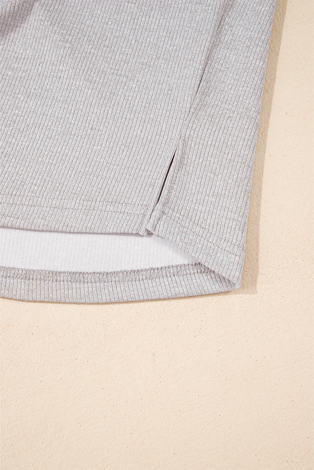 Pink Colorblock Ribbed Collared Oversized Sweatshirt