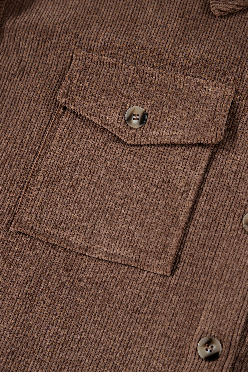 Black Corduroy Flap Pocket Button Up Shacket