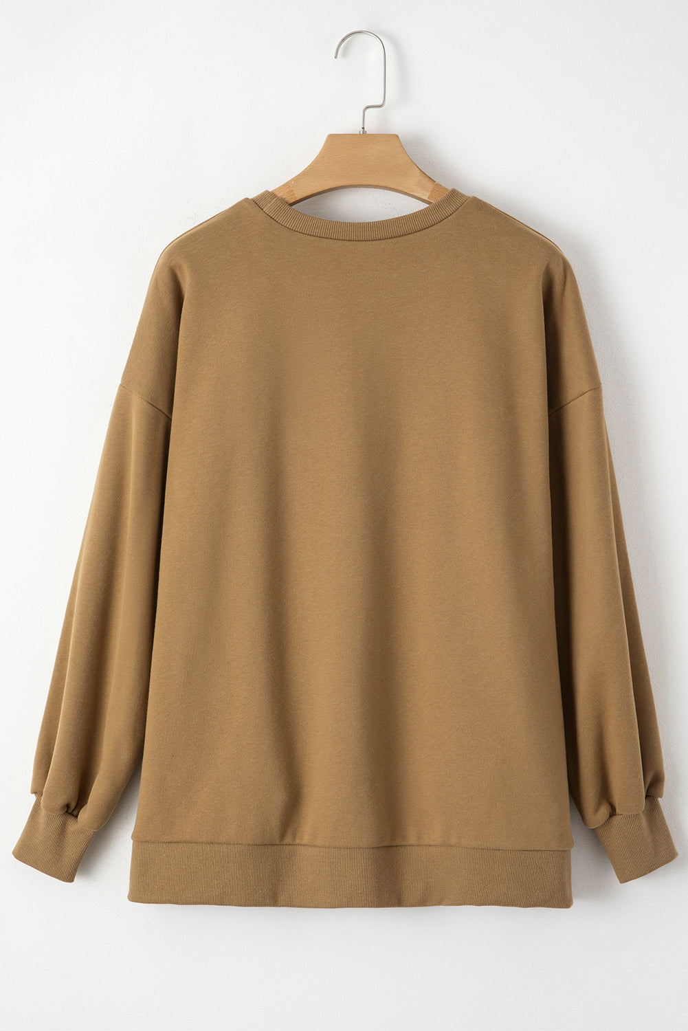 Valerian Solid Fleece Lined Drop Shoulder High Low Sweatshirt