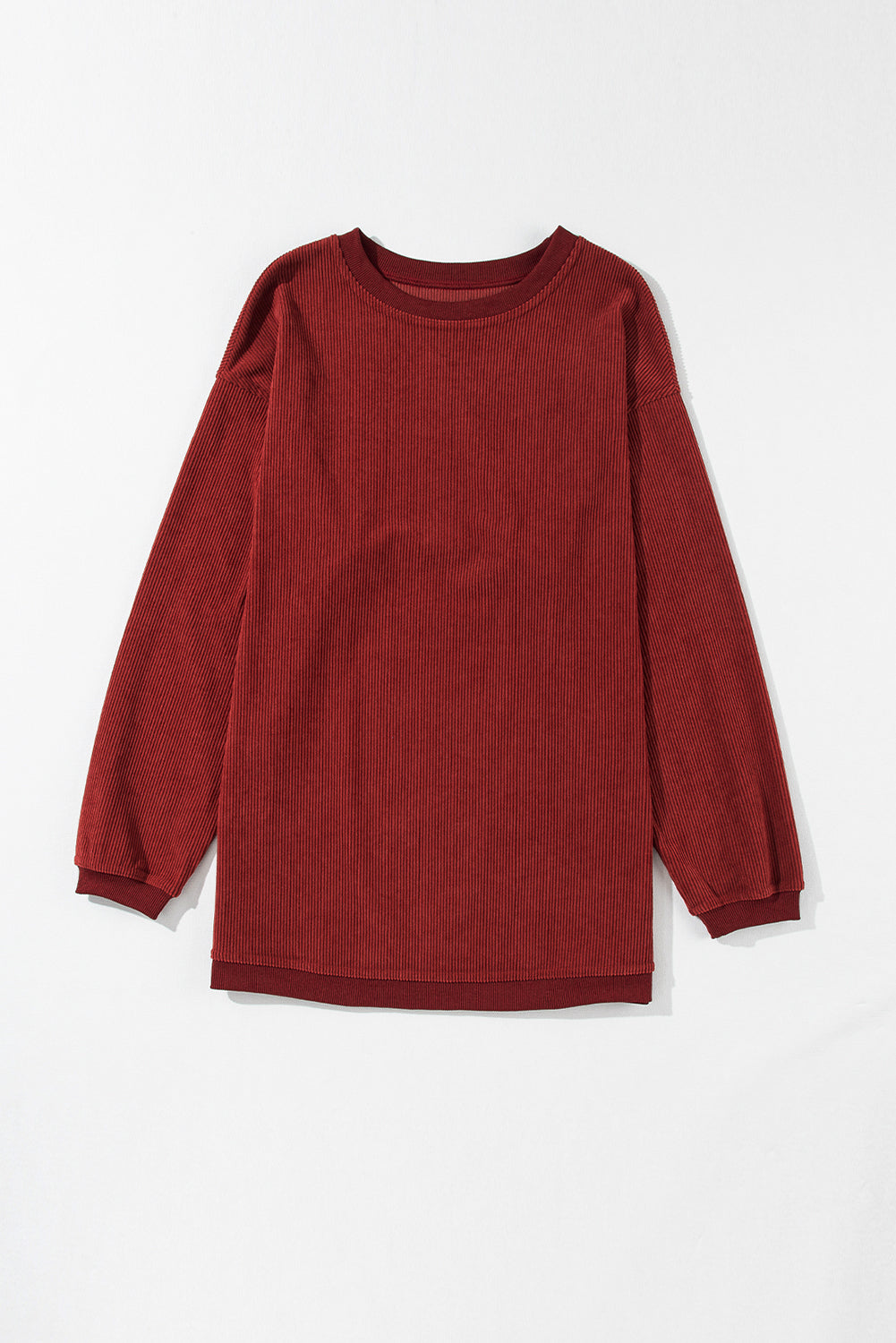 Chestnut Ribbed Corduroy Oversized Sweatshirt