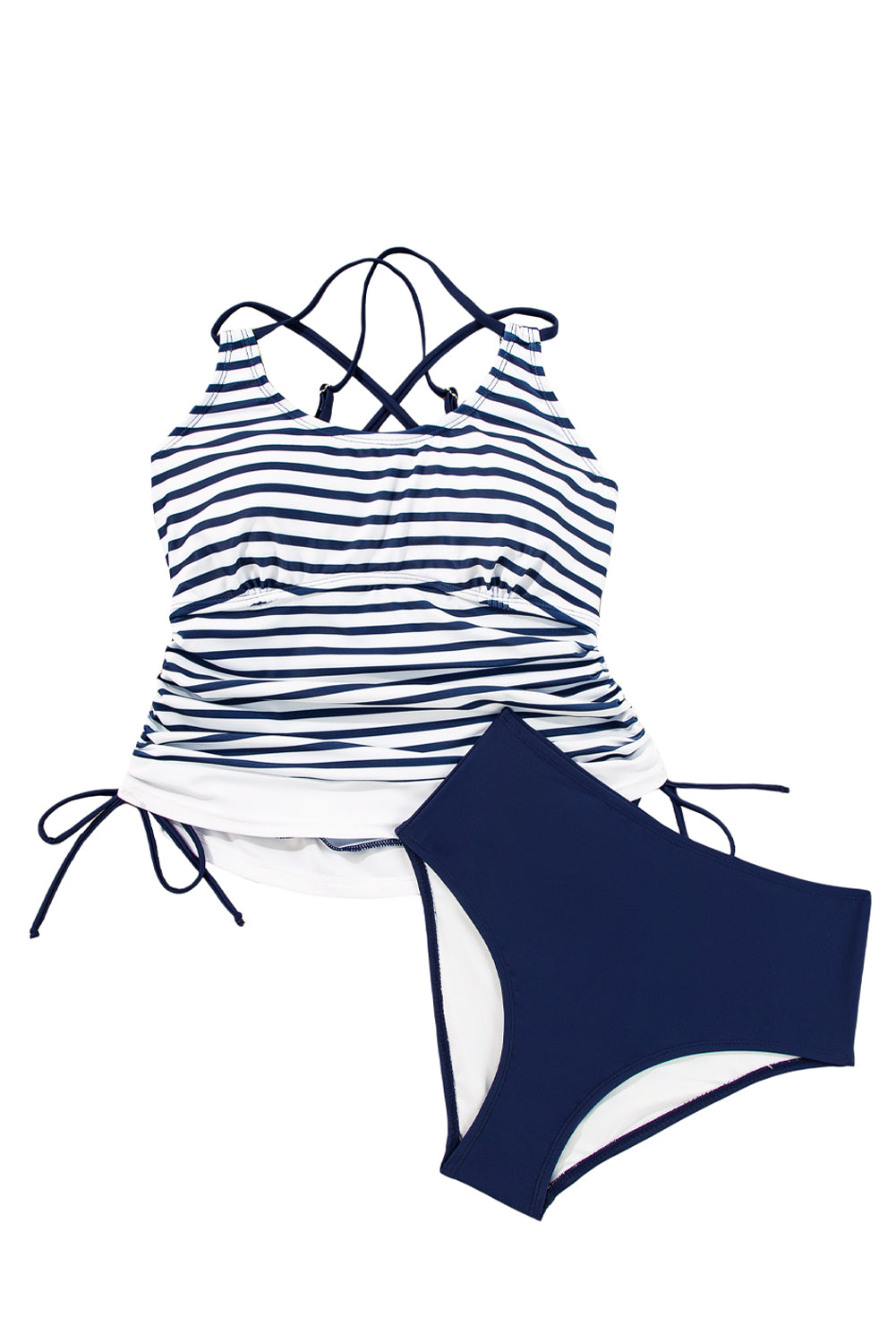 Mineral Red Drawstring Tummy Control Mix-and-match 2pcs Tankini Swimsuit