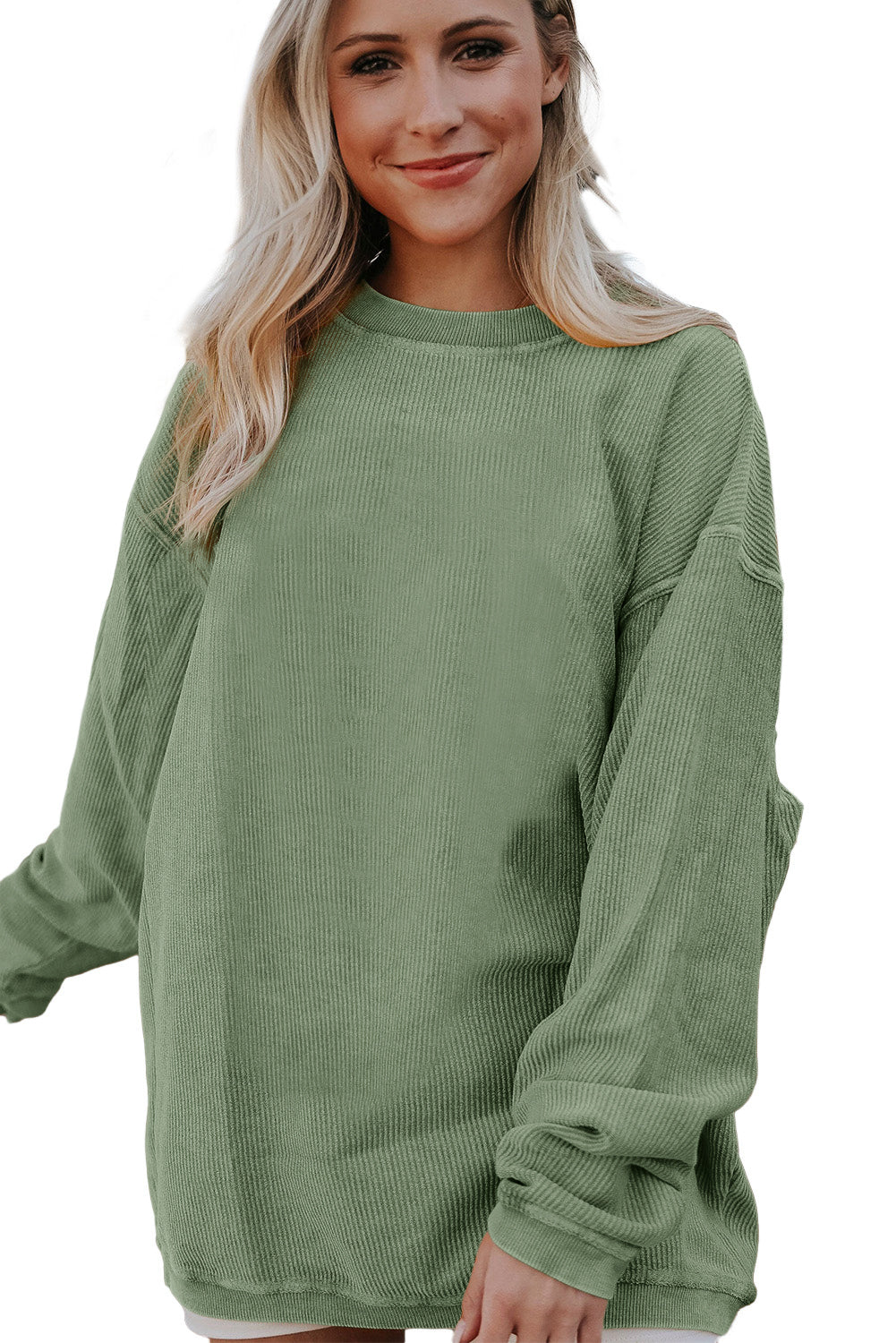 Chestnut Ribbed Corduroy Oversized Sweatshirt