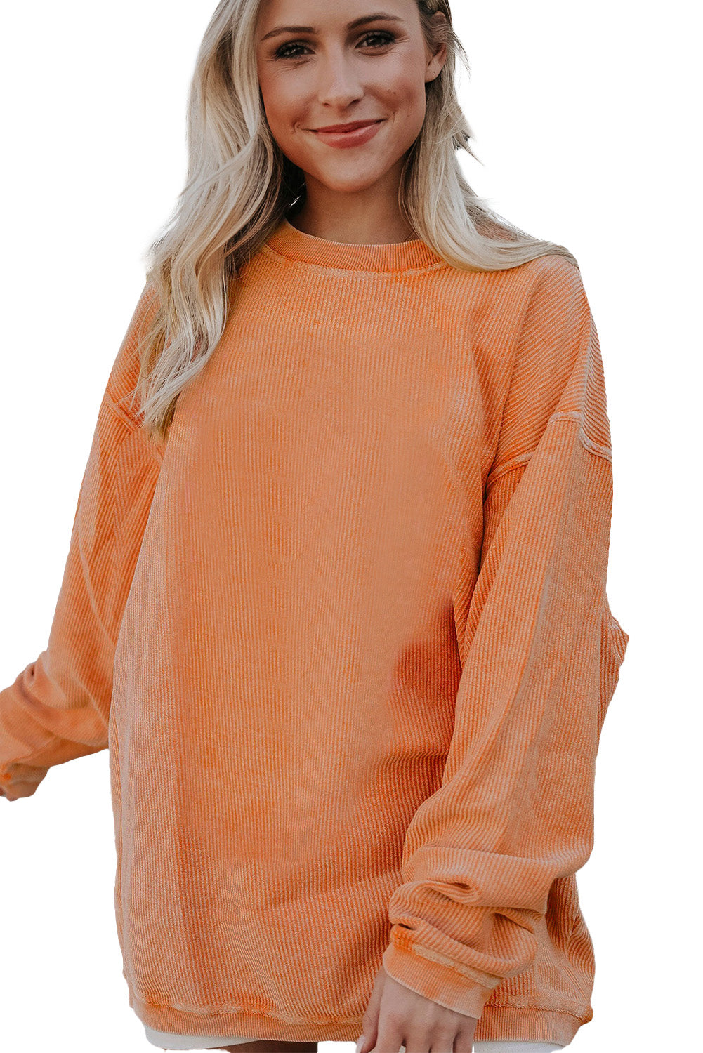 Chestnut Ribbed Corduroy Oversized Sweatshirt