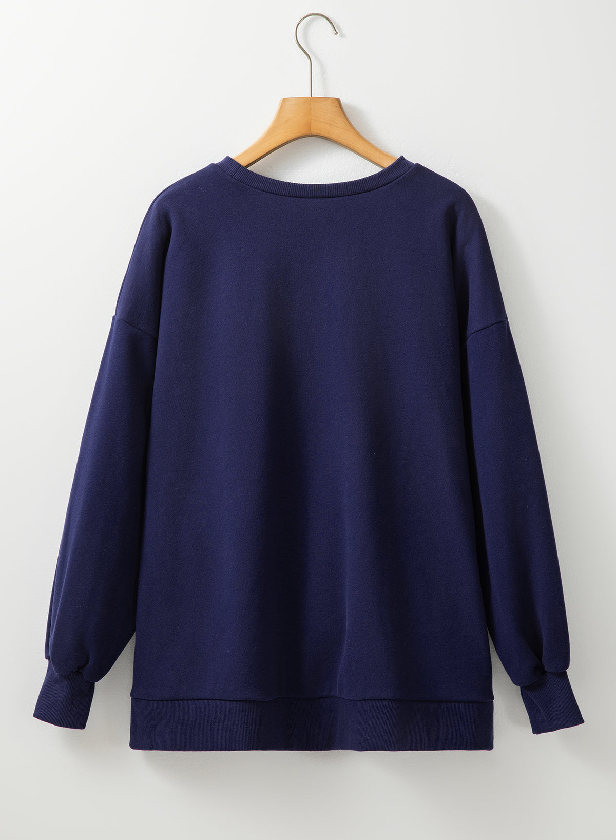 Valerian Solid Fleece Lined Drop Shoulder High Low Sweatshirt