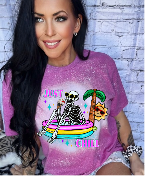 Just Chill Summer Relaxing Float Pool Bleached Tshirt