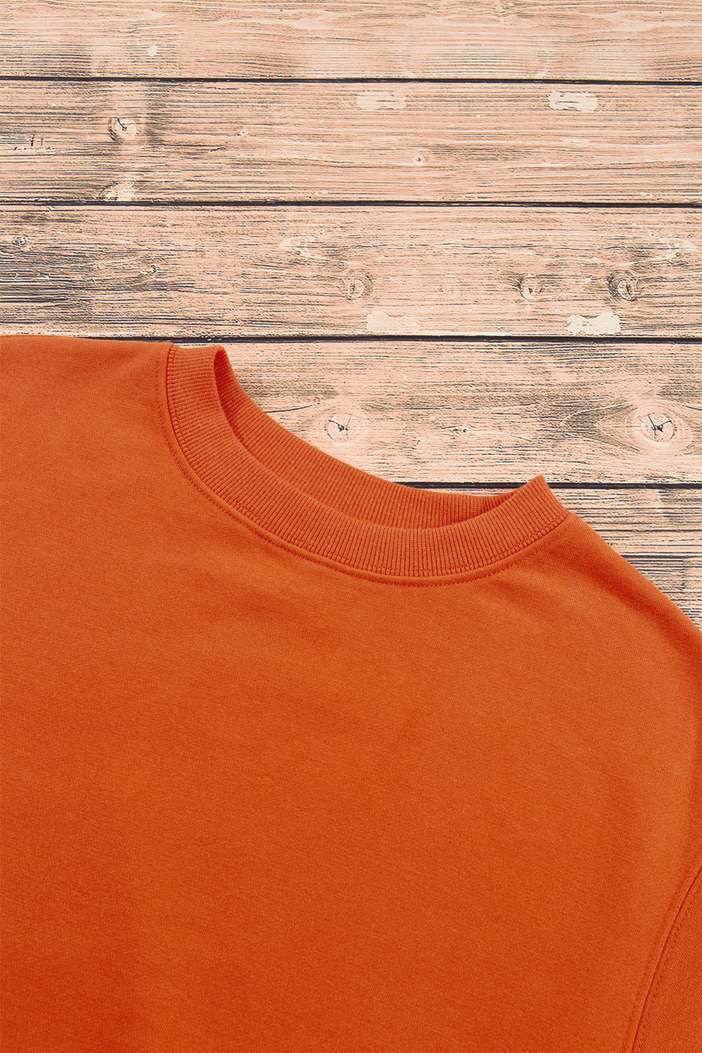 Navy Blue Plain Drop Shoulder Crewneck Pullover Sweatshirt