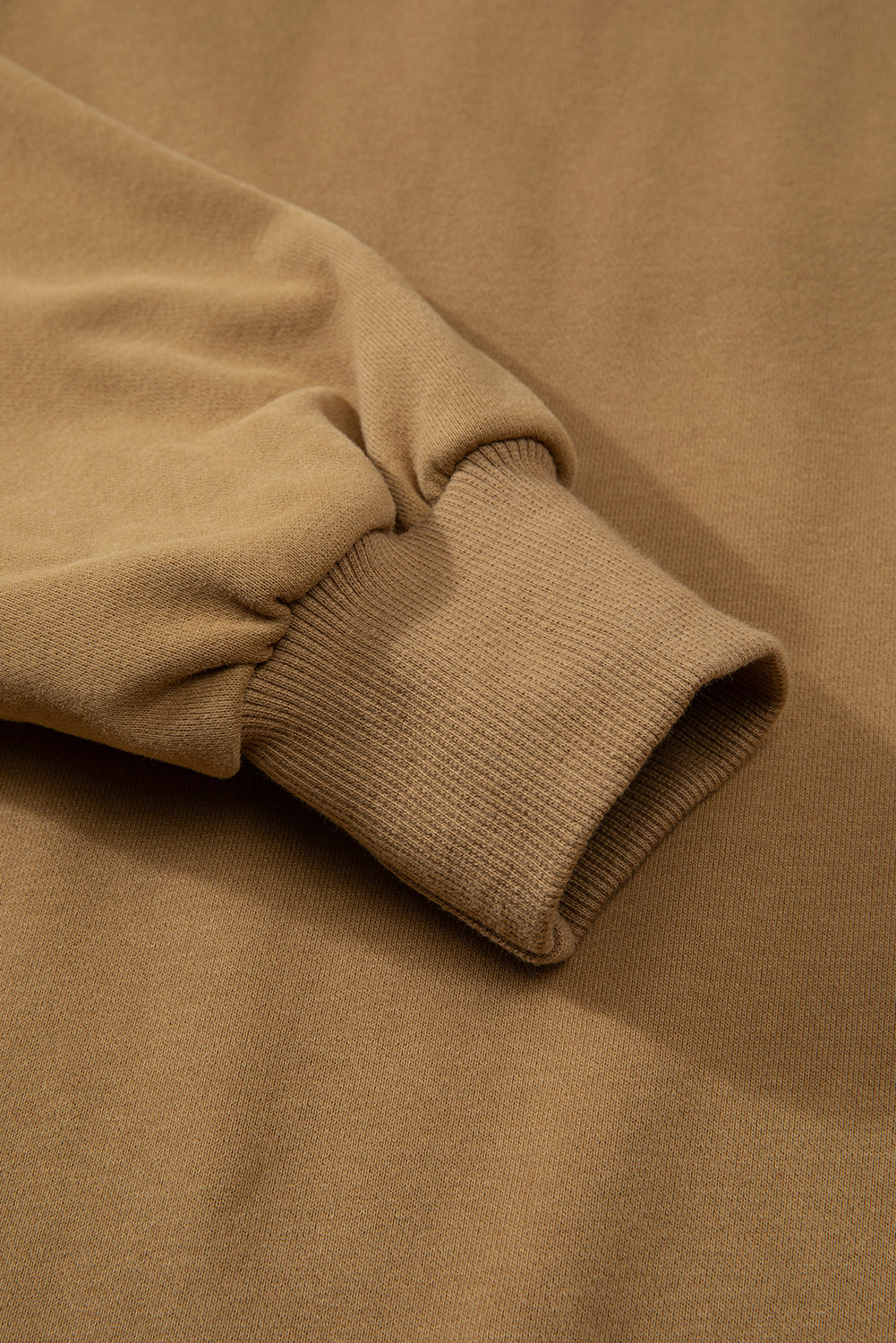 Parchment Solid O Neck High Low Hem Pullover Sweatshirt