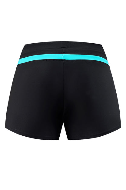 Violet Strap Trim Black Women Swim Boardshort