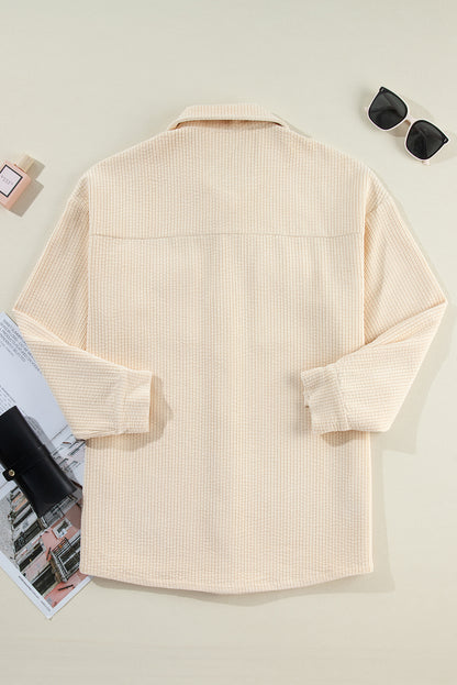 Black Corduroy Flap Pocket Button Up Shacket