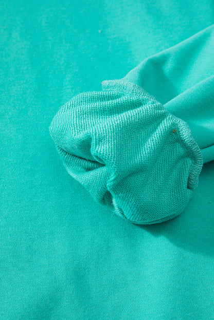 Parchment Solid O Neck High Low Hem Pullover Sweatshirt